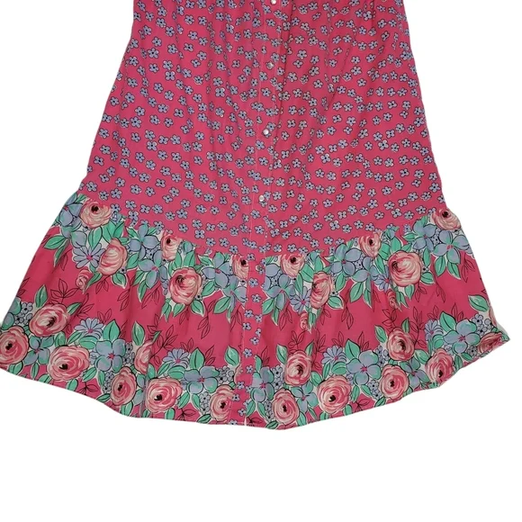 Vintage Kelly Reed Floral Print Patio Dress Sz M ? Pearl Snap Cottagecore Garden - Picture 7 of 14